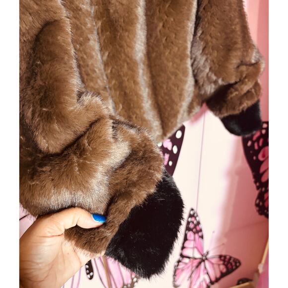 Brown & Black 3/4 Length Faux Fur, NWT - Picture 8 of 17